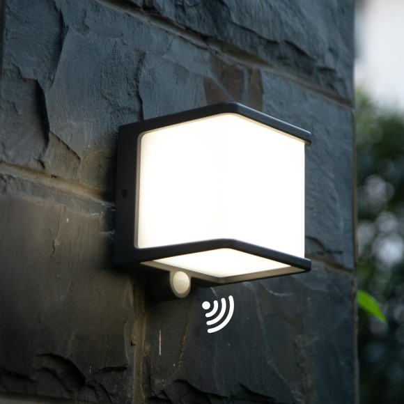 Solar Motion Sensor Outdoor LED Wall Light, IP65 Waterproof Modern Wall Sconce, 4000K, 500LM, 120° Sensing Angle, Wireless Fence Lights Decorative for Porch, Patio, Garden