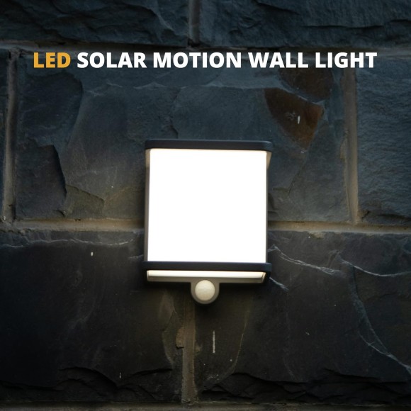 Solar Motion Sensor Outdoor LED Wall Light, IP65 Waterproof Modern Wall Sconce, 4000K, 500LM, 120° Sensing Angle, Wireless Fence Lights Decorative for Porch, Patio, Garden