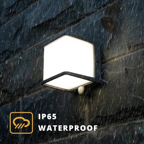 Solar Motion Sensor Outdoor LED Wall Light, IP65 Waterproof Modern Wall Sconce, 4000K, 500LM, 120° Sensing Angle, Wireless Fence Lights Decorative for Porch, Patio, Garden
