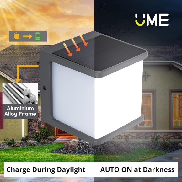 Solar Motion Sensor Outdoor LED Wall Light, IP65 Waterproof Modern Wall Sconce, 4000K, 500LM, 120° Sensing Angle, Wireless Fence Lights Decorative for Porch, Patio, Garden
