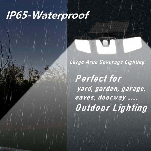 4PACK Solar Security Light Outdoor Solar Motion Sensor Light 500Lumen 74LED Solar Powered Security Flood Lighting with 3 Heads Wide Angle Illumination IP65 Waterproof for Outdoor Porch Yard Garage
