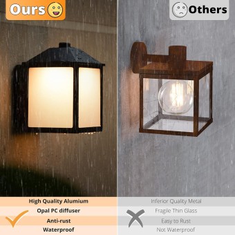 2 Pack LED Outdoor Indoor Wall Lantern, Exterior Waterproof Wall Sconce Lighting Fixture, Black Finish Anti-Rust Wall Mount Light, Coach Light for Porch, Entryway, Garage and Doorway