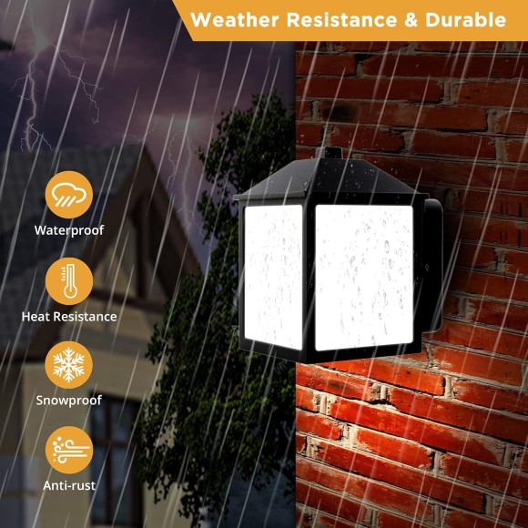 2 Pack LED Outdoor Indoor Wall Lantern, Exterior Waterproof Wall Sconce Lighting Fixture, Black Finish Anti-Rust Wall Mount Light, Coach Light for Porch, Entryway, Garage and Doorway