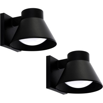 2 Pack LED Outdoor Wall Light Fixtures, Black Front Porch Lights Wall Mount Lighting, Exterior Waterproof Wall Lantern Light Fixture Anti-Rust Farmhouse Wall Sconce for Patio, Doorway, Garage