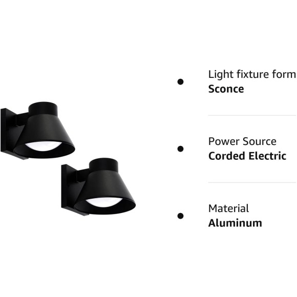 2 Pack LED Outdoor Wall Light Fixtures, Black Front Porch Lights Wall Mount Lighting, Exterior Waterproof Wall Lantern Light Fixture Anti-Rust Farmhouse Wall Sconce for Patio, Doorway, Garage