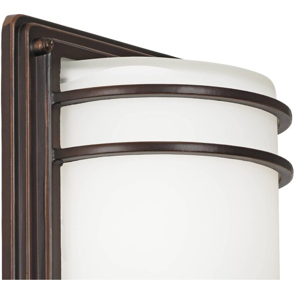 Habitat Modern Industrial Outdoor Wall Light Fixtures Set of 2 Oil Rubbed Bronze 11" LED Opal Glass Shade Exterior House Porch Patio Outside Deck Garage Yard Front Door Garden