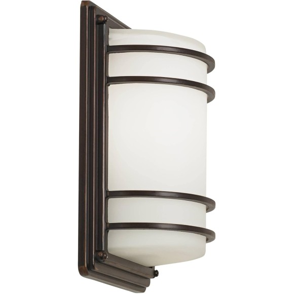 Habitat Modern Industrial Outdoor Wall Light Fixtures Set of 2 Oil Rubbed Bronze 11" LED Opal Glass Shade Exterior House Porch Patio Outside Deck Garage Yard Front Door Garden