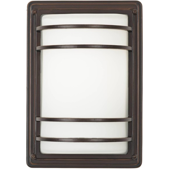 Habitat Modern Industrial Outdoor Wall Light Fixtures Set of 2 Oil Rubbed Bronze 11" LED Opal Glass Shade Exterior House Porch Patio Outside Deck Garage Yard Front Door Garden