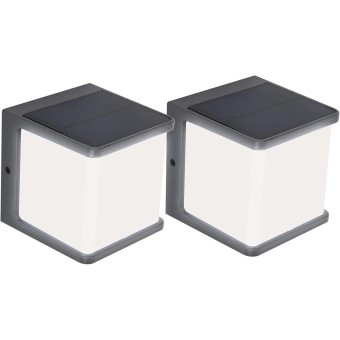 2 Pack Solar Motion Sensor Outdoor LED Wall Light, IP65 Waterproof Modern Wall Sconce, 4000K, 500LM, 120° Sensing Angle, Wireless Fence Lights Decorative for Porch, Patio, Garden