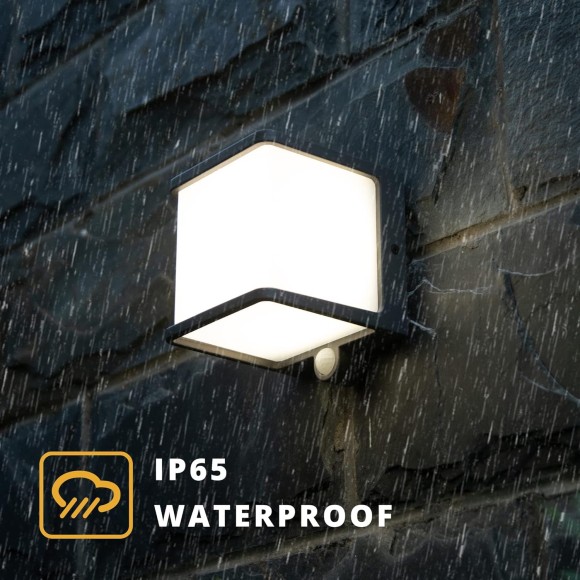 2 Pack Solar Motion Sensor Outdoor LED Wall Light, IP65 Waterproof Modern Wall Sconce, 4000K, 500LM, 120° Sensing Angle, Wireless Fence Lights Decorative for Porch, Patio, Garden