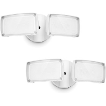 2-Pack 19W LED Security Light Outdoor, 2 Adjustable Head, 2000LM, 5000K, IP65 Waterproof, Super Bright Flood Light with Photocell for Garage,Yard,Exterior,Entryway(White)