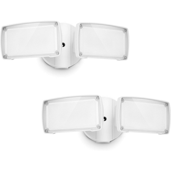 2-Pack 19W LED Security Light Outdoor, 2 Adjustable Head, 2000LM, 5000K, IP65 Waterproof, Super Bright Flood Light with Photocell for Garage,Yard,Exterior,Entryway(White)