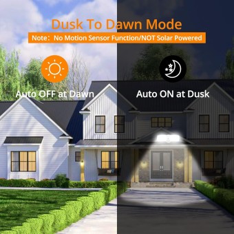 2-Pack 19W LED Security Light Outdoor, 2 Adjustable Head, 2000LM, 5000K, IP65 Waterproof, Super Bright Flood Light with Photocell for Garage,Yard,Exterior,Entryway(White)