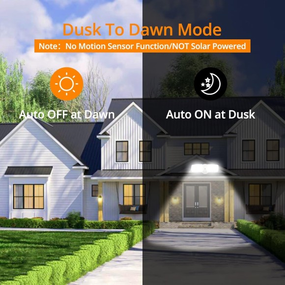 2-Pack 19W LED Security Light Outdoor, 2 Adjustable Head, 2000LM, 5000K, IP65 Waterproof, Super Bright Flood Light with Photocell for Garage,Yard,Exterior,Entryway(White)
