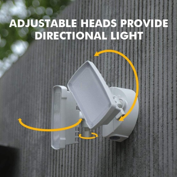 2-Pack 19W LED Security Light Outdoor, 2 Adjustable Head, 2000LM, 5000K, IP65 Waterproof, Super Bright Flood Light with Photocell for Garage,Yard,Exterior,Entryway(White)