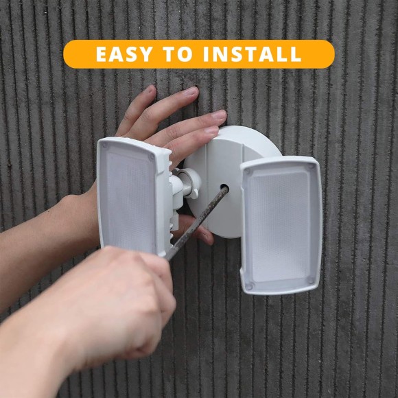 2-Pack 19W LED Security Light Outdoor, 2 Adjustable Head, 2000LM, 5000K, IP65 Waterproof, Super Bright Flood Light with Photocell for Garage,Yard,Exterior,Entryway(White)