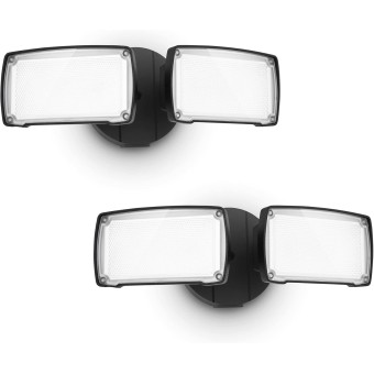2-Pack 19W LED Security Light Outdoor, 2 Adjustable Head, 2000LM, 5000K, IP65 Waterproof, Super Bright Flood Light with Photocell for Garage,Yard,Exterior,Entryway(Black)