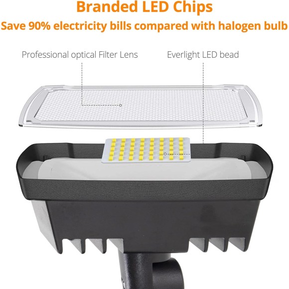 2-Pack 19W LED Security Light Outdoor, 2 Adjustable Head, 2000LM, 5000K, IP65 Waterproof, Super Bright Flood Light with Photocell for Garage,Yard,Exterior,Entryway(Black)