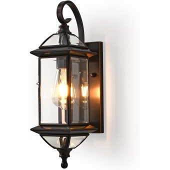 18.5" H Copper Outdoor Wall Lights Exterior Waterproof Wall Sconce Light Fixture E26 Socket Oil Rubbed Bronze Porch Light with Clear Glass Lantern Wall Lamp for Front Porch Garage Patio