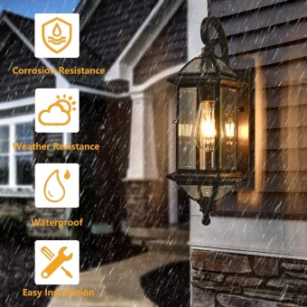 18.5" H Copper Outdoor Wall Lights Exterior Waterproof Wall Sconce Light Fixture E26 Socket Oil Rubbed Bronze Porch Light with Clear Glass Lantern Wall Lamp for Front Porch Garage Patio