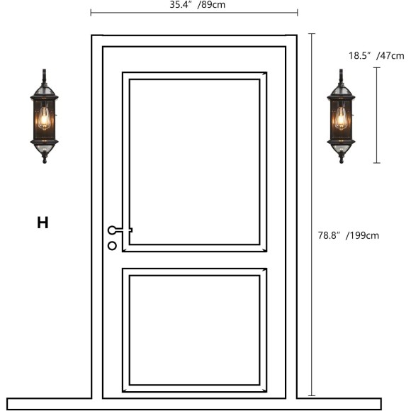 18.5" H Copper Outdoor Wall Lights Exterior Waterproof Wall Sconce Light Fixture E26 Socket Oil Rubbed Bronze Porch Light with Clear Glass Lantern Wall Lamp for Front Porch Garage Patio