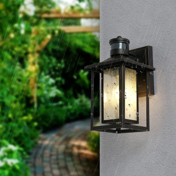 Motion Sensor LED Outdoor Wall Lights,Exterior Wall Lanterns,Matte Black Finish Wall Sconce for Front Door, Garage, Stairway, Living Room