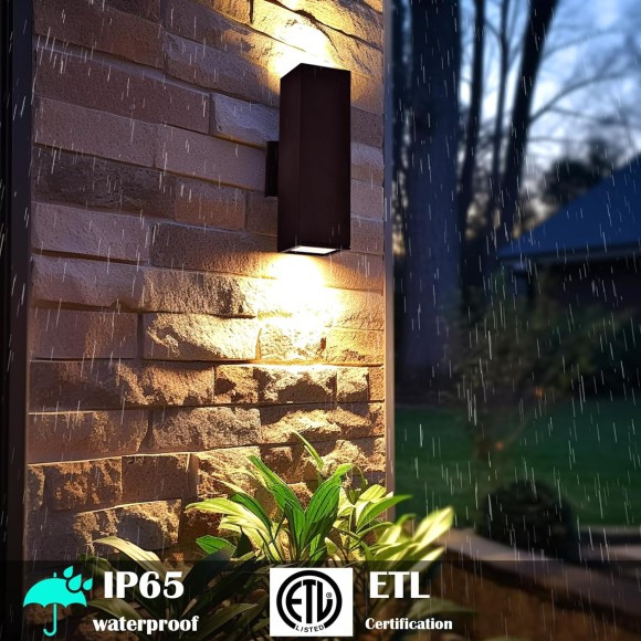 2 Pack Up Down Outdoor Wall Lights, Patio Wall Light Fixture, Oil Rubbed Bronze Porch Lights Outdoor Wall, Anti Rust Waterproof Outdoor Wall Sconce for Garage, Balcony, Backyard - ETL
