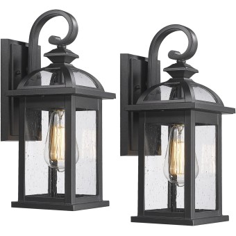 Outdoor Lights Fixtures Wall Mount, Outdoor Wall Sconce Lights with Seeded Glass Waterproof Outside Exterior Lights Fixture for House, Front Porch, Patio (2 Pack)