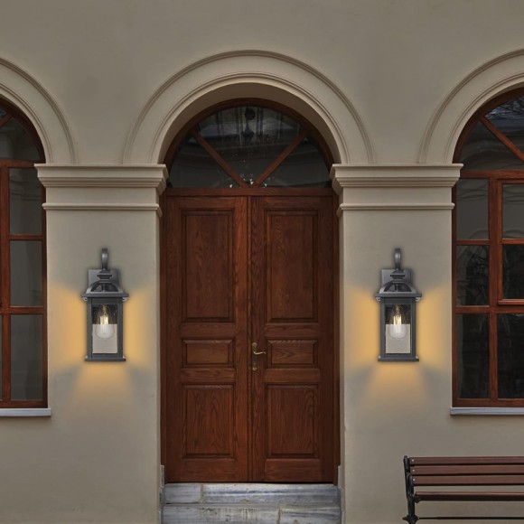 Outdoor Lights Fixtures Wall Mount, Outdoor Wall Sconce Lights with Seeded Glass Waterproof Outside Exterior Lights Fixture for House, Front Porch, Patio (2 Pack)