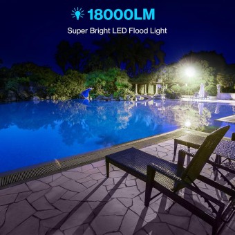 2 Pack 100W & 200W LED Flood Light Outdoor, Super Bright Work Lights Plug in, 6500K, IP66 Waterproof Exterior Floodlight for Stadium Yard Barn