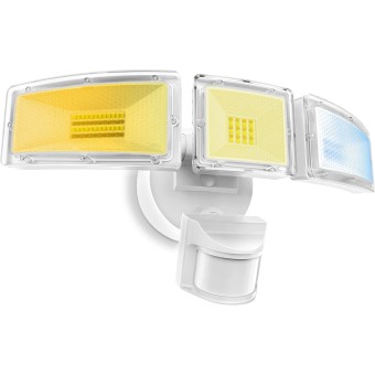 LED Security Lights, 40W Motion Sensor Outdoor Lights, 5000K 4600LM, IP65 Waterproof, 3 Adjustable Heads Outdoor Flood Light for Yard, Garage, Porch