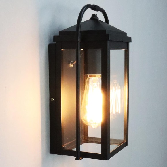 Outdoor Wall Lights Black Anti-Rust Exterior Wall Sconce Light Fixture Waterproof Clear Glass Outdoor Wall Lantern Light for Patio, Porch, Garage, Front Door
