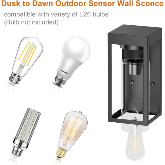 2 Pack Black Outdoor Wall Sconce,Exterior Wall Light Fixtures,Porch Lights with Clear Glass for Garage,Patio,Front Door(Exclude Bulb)