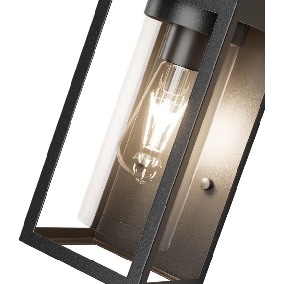 2 Pack Black Outdoor Wall Sconce,Exterior Wall Light Fixtures,Porch Lights with Clear Glass for Garage,Patio,Front Door(Exclude Bulb)