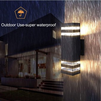 6Pack 12inch LED Square Up&Down Wall Lights 14W 4000K Day White Outdoor Wall Light Aluminum Body Waterproof IP65 led Porch Light for House Patio Garage Garden(No sensor)