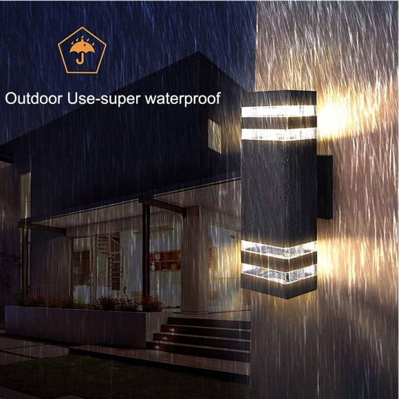 6Pack 12inch LED Square Up&Down Wall Lights 14W 4000K Day White Outdoor Wall Light Aluminum Body Waterproof IP65 led Porch Light for House Patio Garage Garden(No sensor)