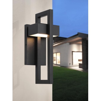 Outdoor Wall Lights Modern Exterior Lighting Fixtures, 3000K LED Integrated Outdoor Wall Sconce for Porch 2 Packs, Matte Black Outside Wall Mount Lights for Front Door House Garage Indoor