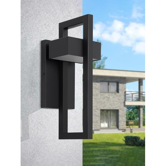 Outdoor Wall Lights Modern Exterior Lighting Fixtures, 3000K LED Integrated Outdoor Wall Sconce for Porch 2 Packs, Matte Black Outside Wall Mount Lights for Front Door House Garage Indoor