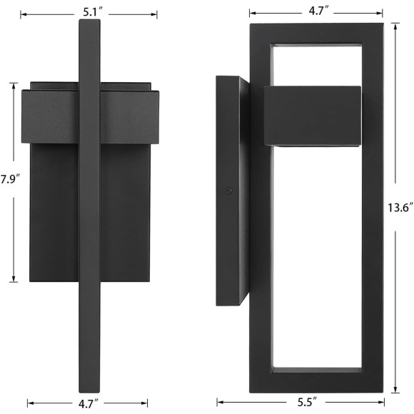 Outdoor Wall Lights Modern Exterior Lighting Fixtures, 3000K LED Integrated Outdoor Wall Sconce for Porch 2 Packs, Matte Black Outside Wall Mount Lights for Front Door House Garage Indoor