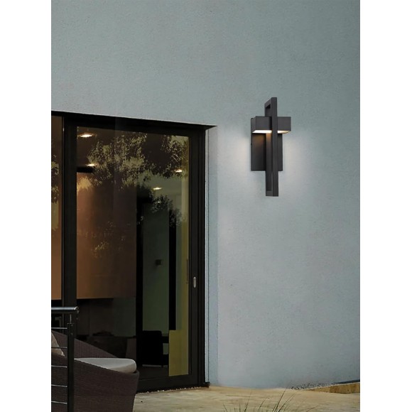 Outdoor Wall Lights Modern Exterior Lighting Fixtures, 3000K LED Integrated Outdoor Wall Sconce for Porch 2 Packs, Matte Black Outside Wall Mount Lights for Front Door House Garage Indoor