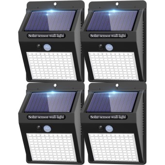 4 Pack Solar Motion Lights Outdoor, 3 Modes/100LED Solar Security Lights Wireless IP65 Waterproof Solar Motion Sensor Lights Solar Wall Lights Outdoor Lights for Front Door, Backyard, Garage, Deck