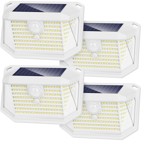 Solar Outdoor Lights - 4-Pack Super Bright 178 LEDs Motion Sensor Security Lights with 270° Wide Angle/3 Modes IP65 Waterproof Solar Powered Wall Lights for Patio Garden Garage Yard Front Door