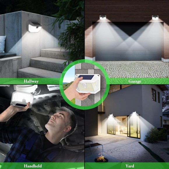 Solar Outdoor Lights - 4-Pack Super Bright 178 LEDs Motion Sensor Security Lights with 270° Wide Angle/3 Modes IP65 Waterproof Solar Powered Wall Lights for Patio Garden Garage Yard Front Door