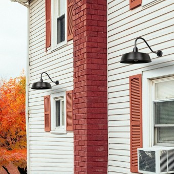 Gooseneck Barn-Lights Outdoor Fixture - 15 inch Farm Style Black Large Lighting Farmhouse Exterior Sconce Wall Light for House, Sensor Front Door Porch Garage (15 inch)
