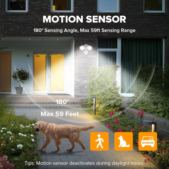 2 Pack 32W 2500 Lumen LED Security Lights Motion Sensor Light Outdoor, 5000K Daylight, IP54 Waterproof, Dusk to Dawn, Motion Detector Flood Light for Garage, Yard, Porch-White