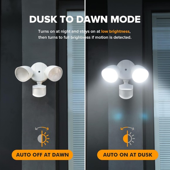 2 Pack 32W 2500 Lumen LED Security Lights Motion Sensor Light Outdoor, 5000K Daylight, IP54 Waterproof, Dusk to Dawn, Motion Detector Flood Light for Garage, Yard, Porch-White