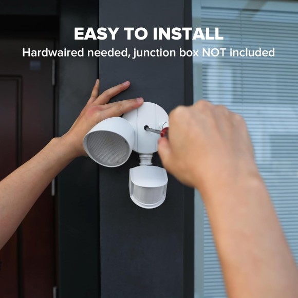 2 Pack 32W 2500 Lumen LED Security Lights Motion Sensor Light Outdoor, 5000K Daylight, IP54 Waterproof, Dusk to Dawn, Motion Detector Flood Light for Garage, Yard, Porch-White