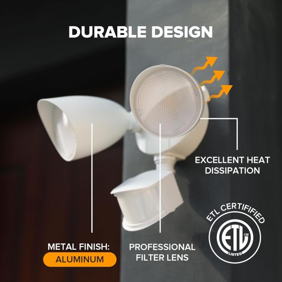 2 Pack 32W 2500 Lumen LED Security Lights Motion Sensor Light Outdoor, 5000K Daylight, IP54 Waterproof, Dusk to Dawn, Motion Detector Flood Light for Garage, Yard, Porch-White