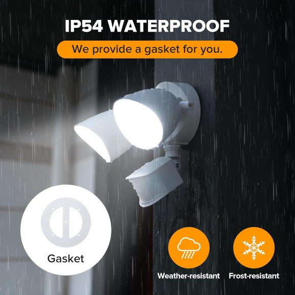 2 Pack 32W 2500 Lumen LED Security Lights Motion Sensor Light Outdoor, 5000K Daylight, IP54 Waterproof, Dusk to Dawn, Motion Detector Flood Light for Garage, Yard, Porch-White