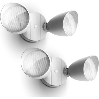 2-Packs 2500 Lumen 32 Watt 28 LED Dual-Head Floodlight Outdoor, Full Metal Design, Waterproof Exterior Security Wall Light for Patio, Garden, Yard-White